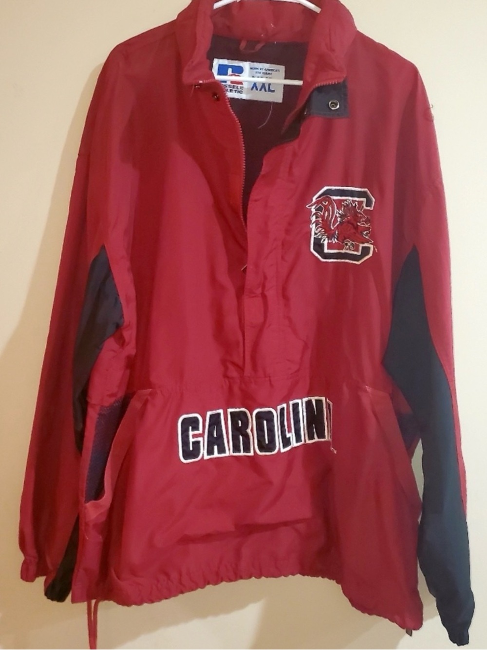 Russell Athletic Red and Navy men’s Pullover Jacket with Carolina Patch